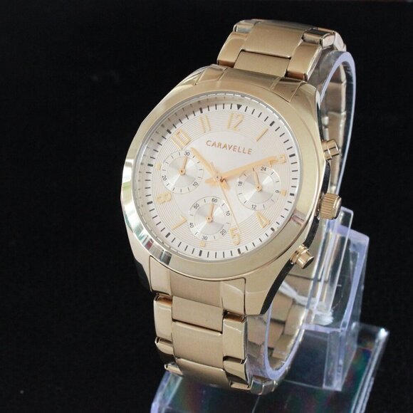Caravelle Ladies Chronograph By Bulova Champagne Dial 36mm - Picture 4 of 12